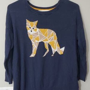 Geometic Fox Sweater 3/4 Sleeve Size Medium